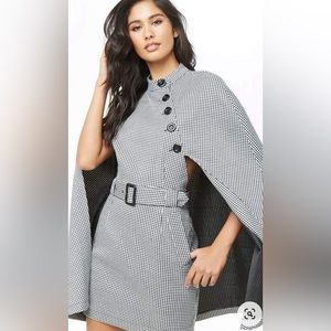 Donnee Par Dieu houndstooth cape dress - Size S